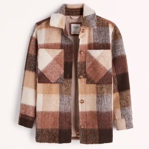 Abercrombie & Fitch Cozy Brown Plaid Jacket